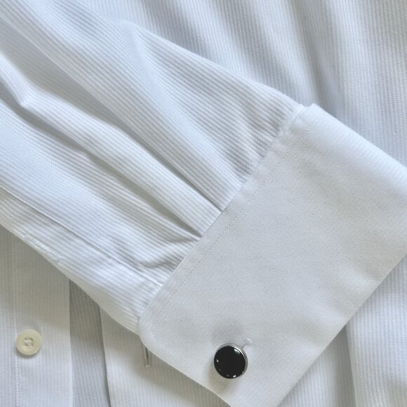 David Donahue French Cuff Self Stripe Tuxedo Dress Shirt Classic Fit 16.5 32/33 - Picture 9 of 15